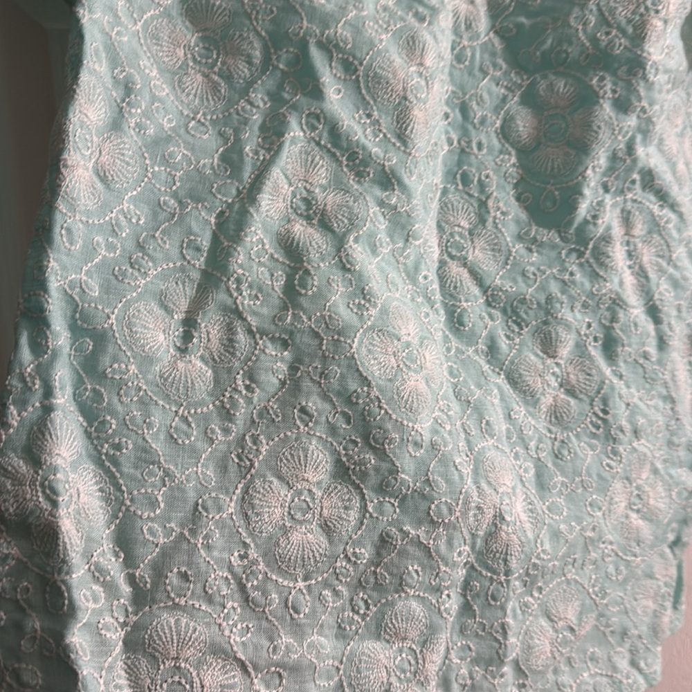 Vineyard Vines by Shep & Ian Linen Top sky blue Medium white thread pattern cute - Picture 4 of 10